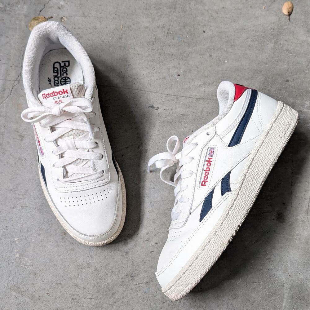 Reebok Classic White and Navy Athletic Shoes